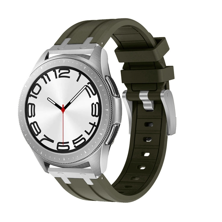 22mm Flat Head Silicone Watch Band(Silver Green) - free shipping - PMC TechLife - Order now!