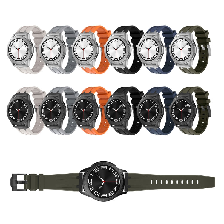 22mm Flat Head Silicone Watch Band(Silver Black) - 22mm Bands by PMC TechLife | Online Shopping South Africa | PMC TechLife