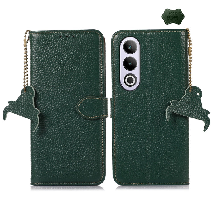 For OnePlus Nord CE4 5G / K12 5G Genuine Leather Litchi Texture RFID Leather Phone Case(Green) - OnePlus Cases by PMC TechLife | Online Shopping South Africa | PMC TechLife | Buy Now Pay Later Mobicred