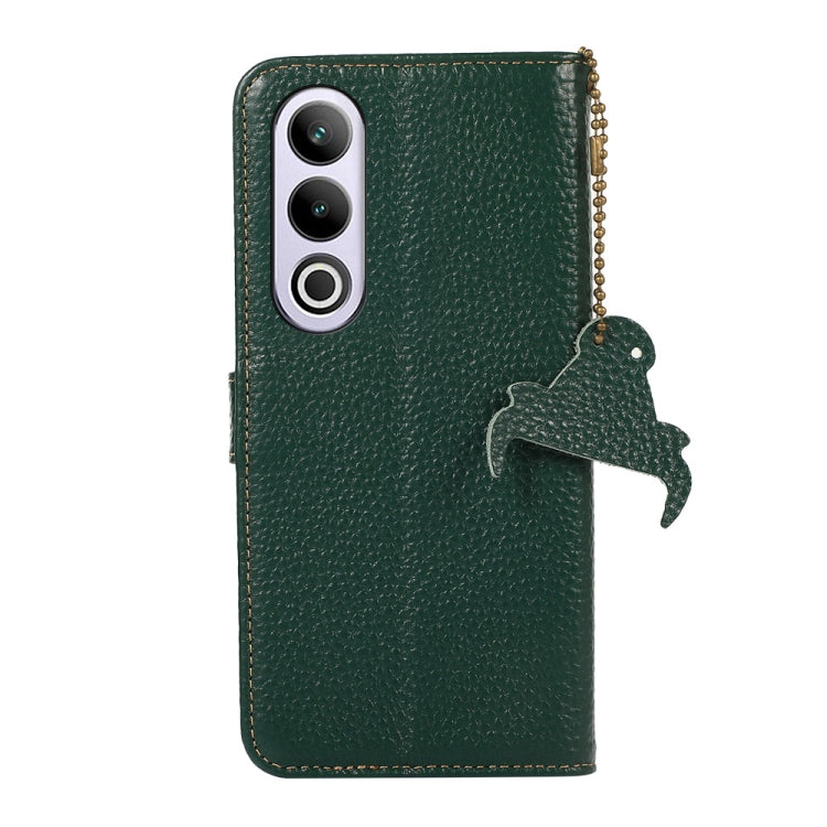 For OnePlus Nord CE4 5G / K12 5G Genuine Leather Litchi Texture RFID Leather Phone Case(Green) - OnePlus Cases by PMC TechLife | Online Shopping South Africa | PMC TechLife | Buy Now Pay Later Mobicred