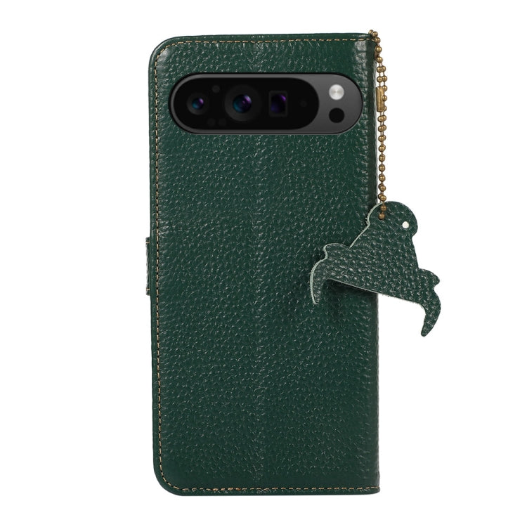 For Google Pixel 10 Pro / 9 Pro Genuine Leather Litchi Texture RFID Leather Phone Case(Green) - free shipping - PMC TechLife - Order now!