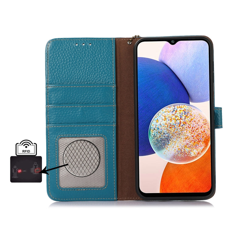 For Google Pixel 10 Pro / 9 Pro Genuine Leather Litchi Texture RFID Leather Phone Case(Blue) - Google Cases by PMC TechLife | Online Shopping South Africa | PMC TechLife | Buy Now Pay Later Mobicred