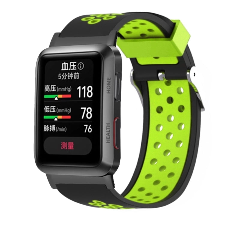 For Huawei Watch D Two Color Punched Silicone Watch Band(Black Green) - Watch Bands by PMC TechLife | Online Shopping South Africa | PMC TechLife