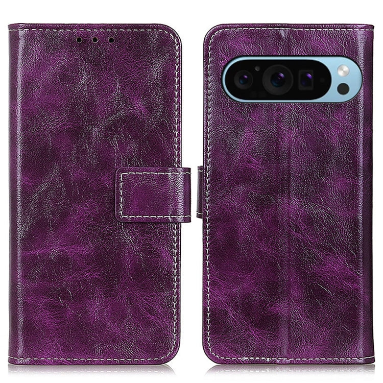 For Google Pixel 9 Retro Crazy Horse Texture Flip Leather Phone Case(Purple) - Google Cases by PMC TechLife | Online Shopping South Africa | PMC TechLife | Buy Now Pay Later Mobicred
