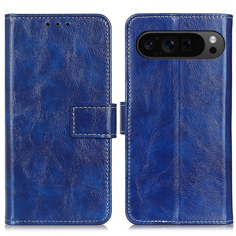 For Google Pixel 10 Pro / 9 Pro Retro Crazy Horse Texture Flip Leather Phone Case(Blue) - Google Cases by PMC TechLife | Online Shopping South Africa | PMC TechLife | Buy Now Pay Later Mobicred