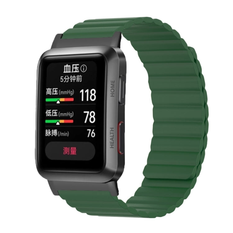 For Huawei Watch D Magnetic Silicone Watch Band(Army Green) - Watch Bands by PMC TechLife | Online Shopping South Africa | PMC TechLife
