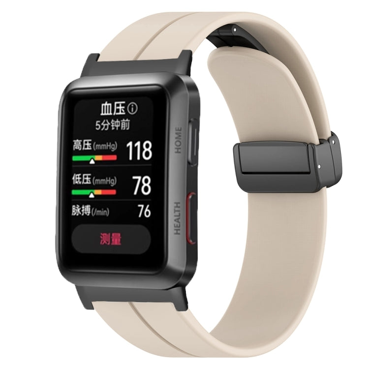 For Huawei Watch D Solid Color Folding Magnetic Buckle Silicone Watch Band(Creamy White) - Watch Bands by PMC TechLife | Online Shopping South Africa | PMC TechLife