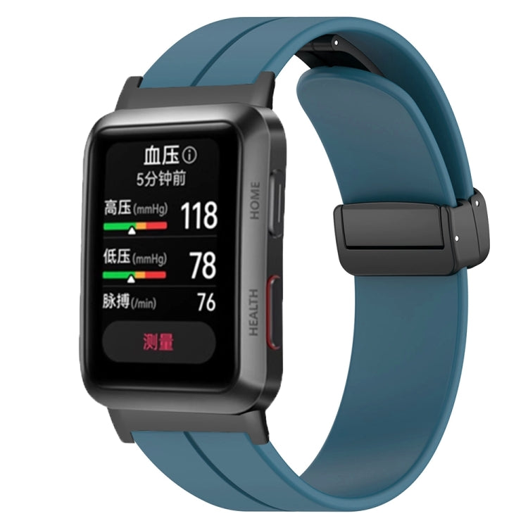 For Huawei Watch D Solid Color Folding Magnetic Buckle Silicone Watch Band(Rock Blue) - Watch Bands by PMC TechLife | Online Shopping South Africa | PMC TechLife