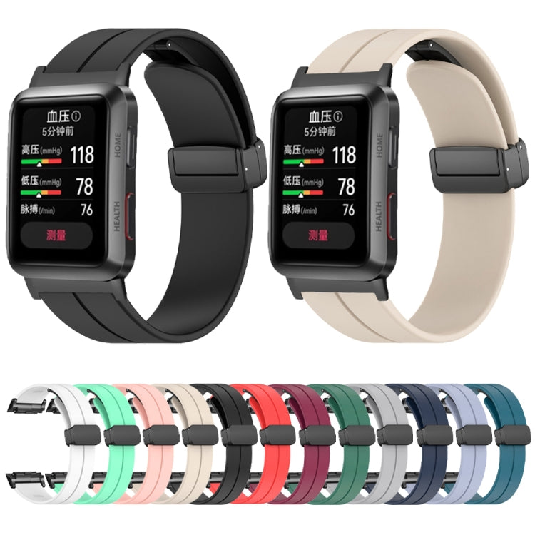 For Huawei Watch D Solid Color Folding Magnetic Buckle Silicone Watch Band(Rock Blue) - Watch Bands by PMC TechLife | Online Shopping South Africa | PMC TechLife