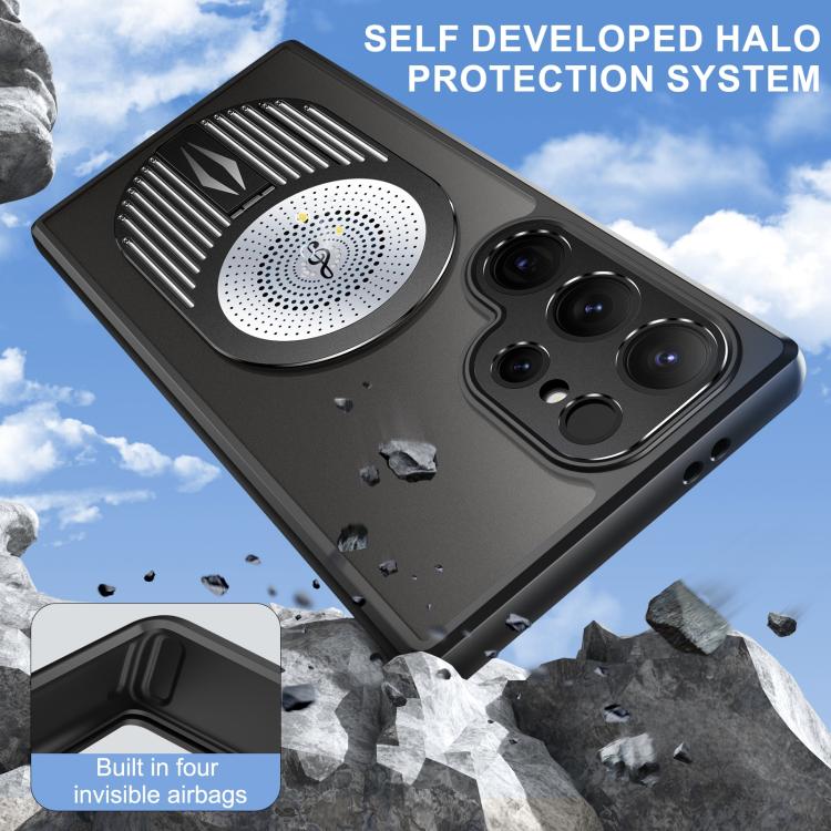 For Samsung Galaxy S25 Ultra 5G Heat Dissipation Aromatherapy MagSafe Holder Phone Case(Black) - Galaxy S25 Ultra 5G Cases by PMC TechLife | Online Shopping South Africa | PMC TechLife | Buy Now Pay Later Mobicred