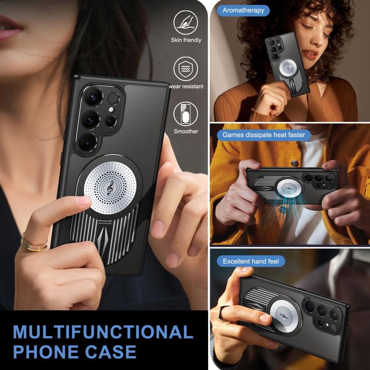 For Samsung Galaxy S25 Ultra 5G Heat Dissipation Aromatherapy MagSafe Holder Phone Case(Black) - Galaxy S25 Ultra 5G Cases by PMC TechLife | Online Shopping South Africa | PMC TechLife | Buy Now Pay Later Mobicred