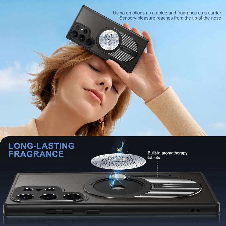 For Samsung Galaxy S25 Ultra 5G Heat Dissipation Aromatherapy MagSafe Holder Phone Case(Black) - Galaxy S25 Ultra 5G Cases by PMC TechLife | Online Shopping South Africa | PMC TechLife | Buy Now Pay Later Mobicred