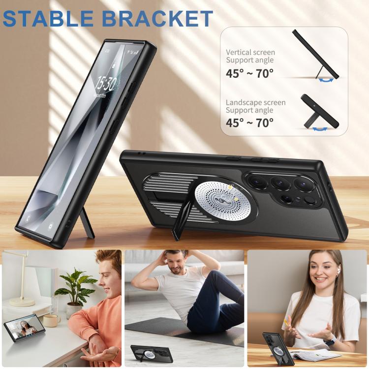 For Samsung Galaxy S25 Ultra 5G Heat Dissipation Aromatherapy MagSafe Holder Phone Case(Black) - Galaxy S25 Ultra 5G Cases by PMC TechLife | Online Shopping South Africa | PMC TechLife | Buy Now Pay Later Mobicred