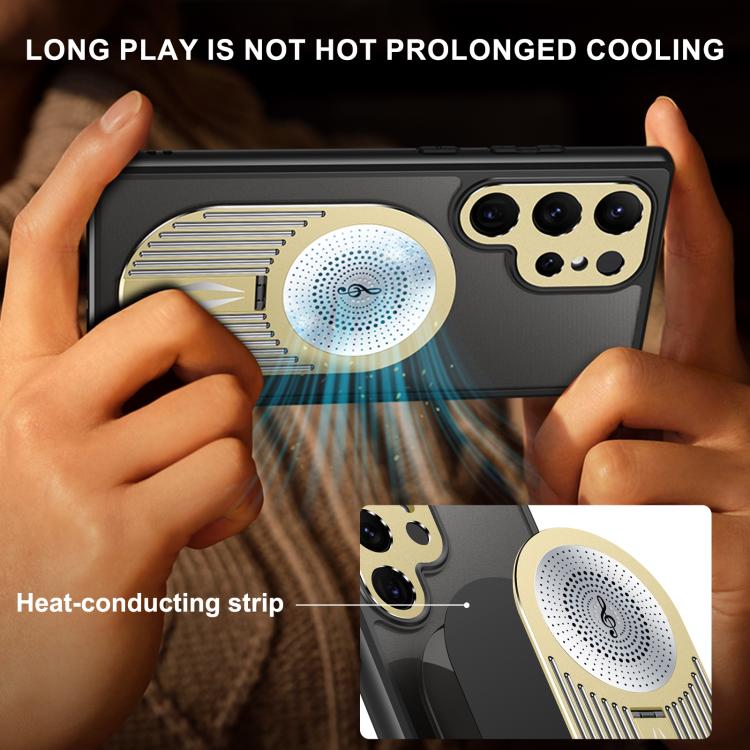 For Samsung Galaxy S25 Ultra 5G Heat Dissipation Aromatherapy MagSafe Holder Phone Case(Gold) - Galaxy S25 Ultra 5G Cases by PMC TechLife | Online Shopping South Africa | PMC TechLife | Buy Now Pay Later Mobicred