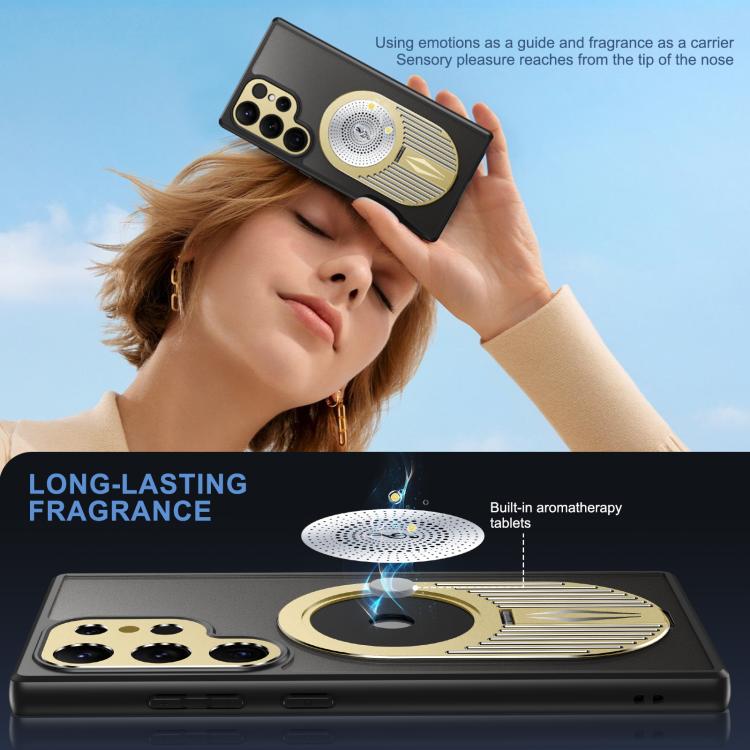 For Samsung Galaxy S25 Ultra 5G Heat Dissipation Aromatherapy MagSafe Holder Phone Case(Gold) - Galaxy S25 Ultra 5G Cases by PMC TechLife | Online Shopping South Africa | PMC TechLife | Buy Now Pay Later Mobicred