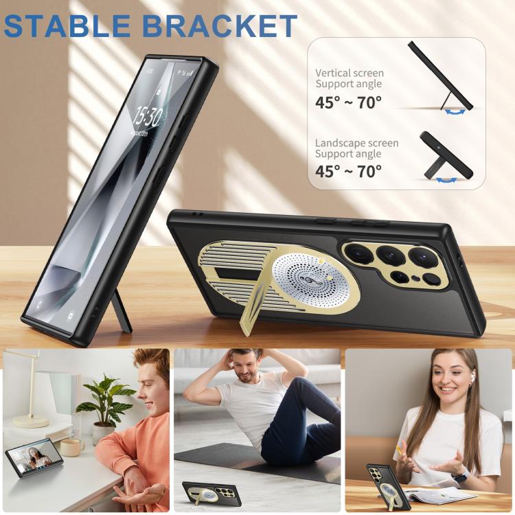 For Samsung Galaxy S25 Ultra 5G Heat Dissipation Aromatherapy MagSafe Holder Phone Case(Gold) - Galaxy S25 Ultra 5G Cases by PMC TechLife | Online Shopping South Africa | PMC TechLife | Buy Now Pay Later Mobicred