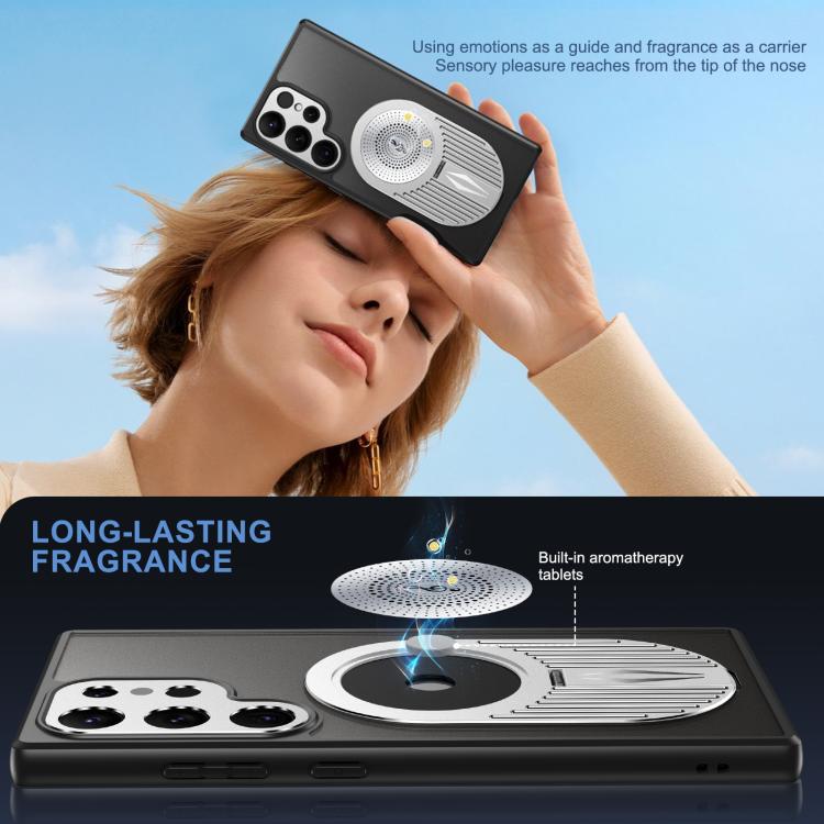 For Samsung Galaxy S25 Ultra 5G Heat Dissipation Aromatherapy MagSafe Holder Phone Case(Silver) - free shipping - PMC TechLife - Order now!