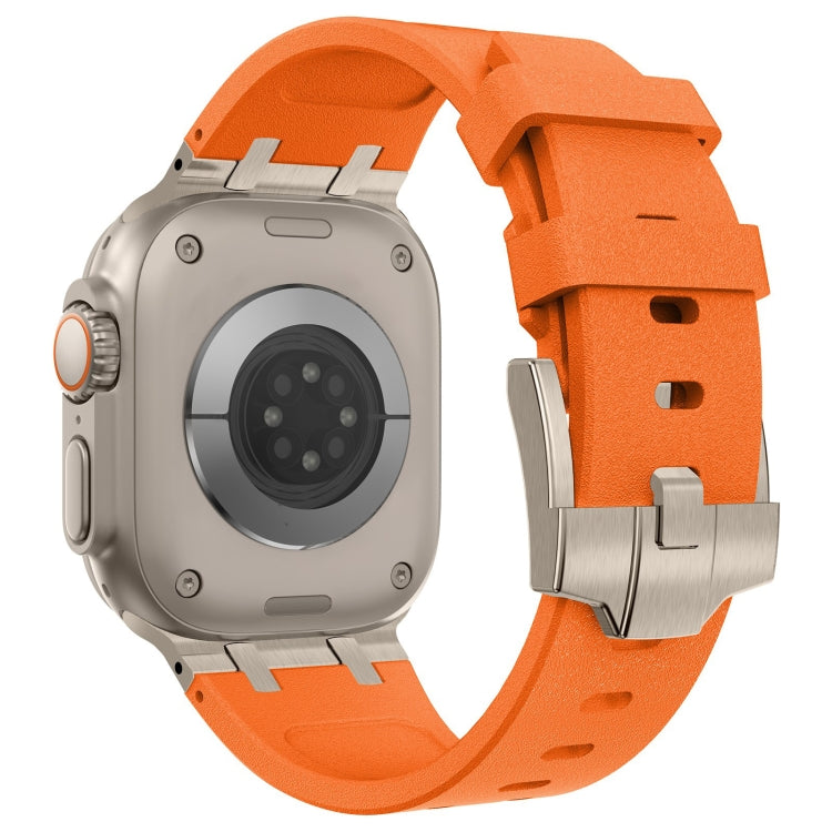 For Apple Watch SE 2023 44mm Stone Grain Liquid Silicone Watch Band(Titanium Orange) - free shipping - PMC TechLife - Order now!