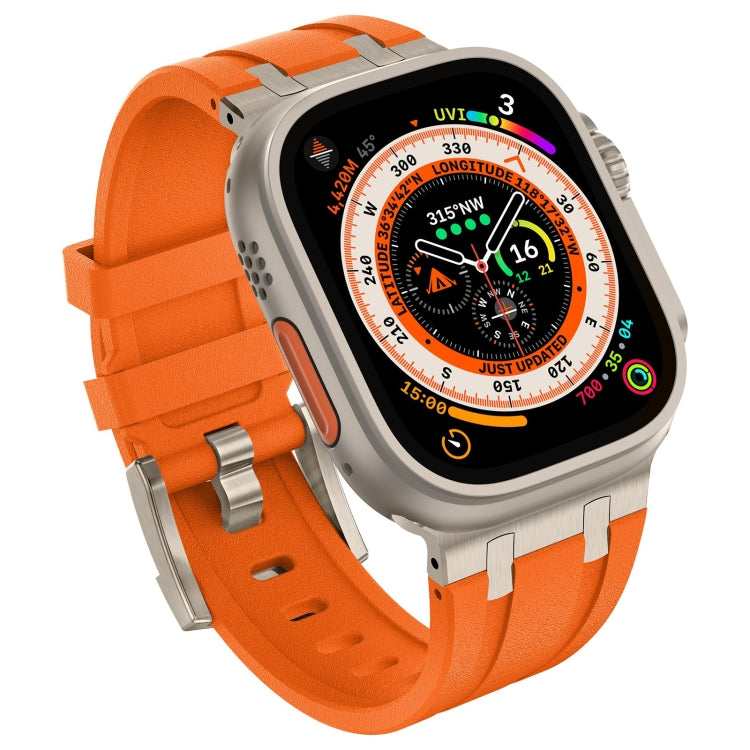 For Apple Watch SE 2023 44mm Stone Grain Liquid Silicone Watch Band(Titanium Orange) - free shipping - PMC TechLife - Order now!