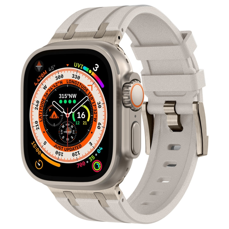 For Apple Watch Ultra 2 49mm Stone Grain Liquid Silicone Watch Band(Titanium Starlight) - Watch Bands by PMC TechLife | Online Shopping South Africa | PMC TechLife