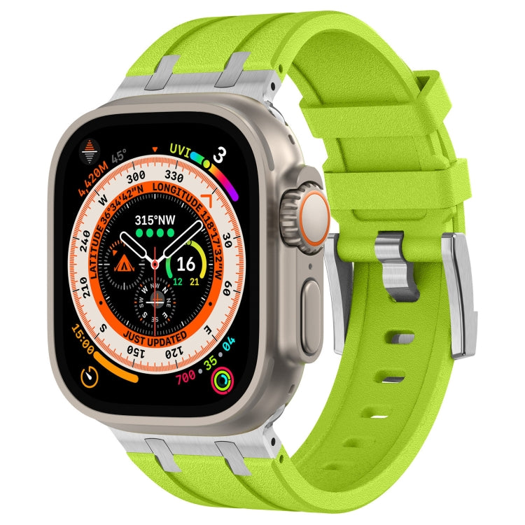 For Apple Watch Ultra 2 49mm Stone Grain Liquid Silicone Watch Band(Silver Green) - Watch Bands by PMC TechLife | Online Shopping South Africa | PMC TechLife