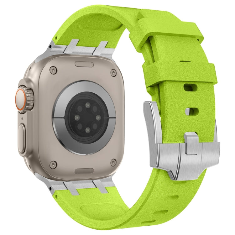 For Apple Watch Ultra 2 49mm Stone Grain Liquid Silicone Watch Band(Silver Green) - Watch Bands by PMC TechLife | Online Shopping South Africa | PMC TechLife