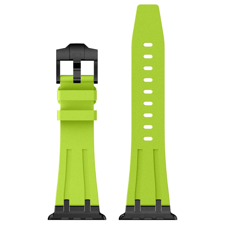 For Apple Watch Series 9 45mm Stone Grain Liquid Silicone Watch Band(Black Green) - Watch Bands by PMC TechLife | Online Shopping South Africa | PMC TechLife