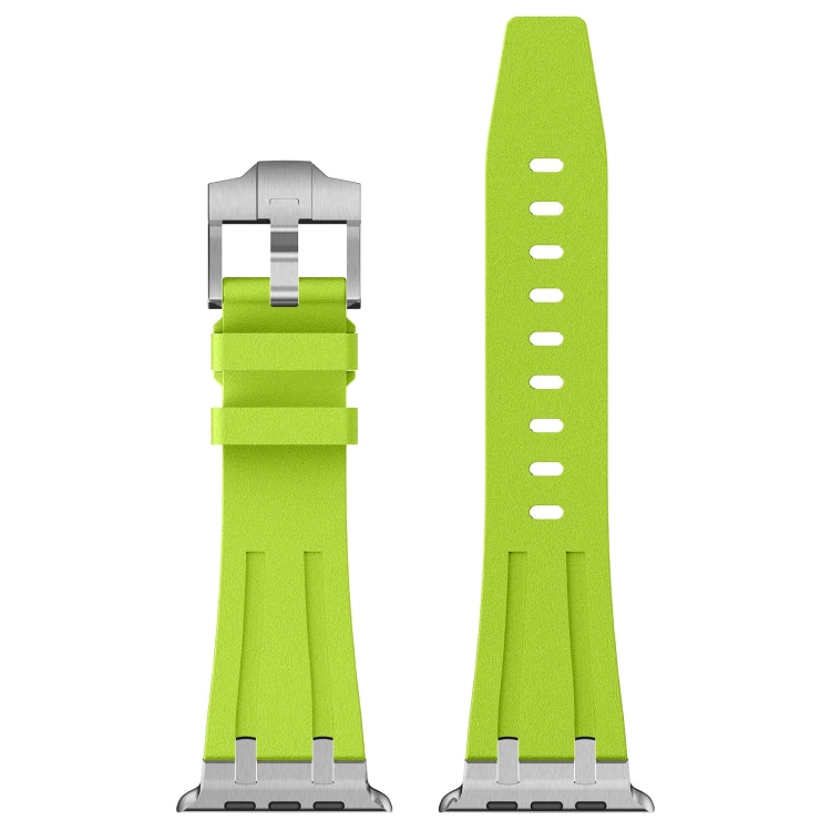 For Apple Watch Series 9 45mm Stone Grain Liquid Silicone Watch Band(Silver Green) - Watch Bands by PMC TechLife | Online Shopping South Africa | PMC TechLife