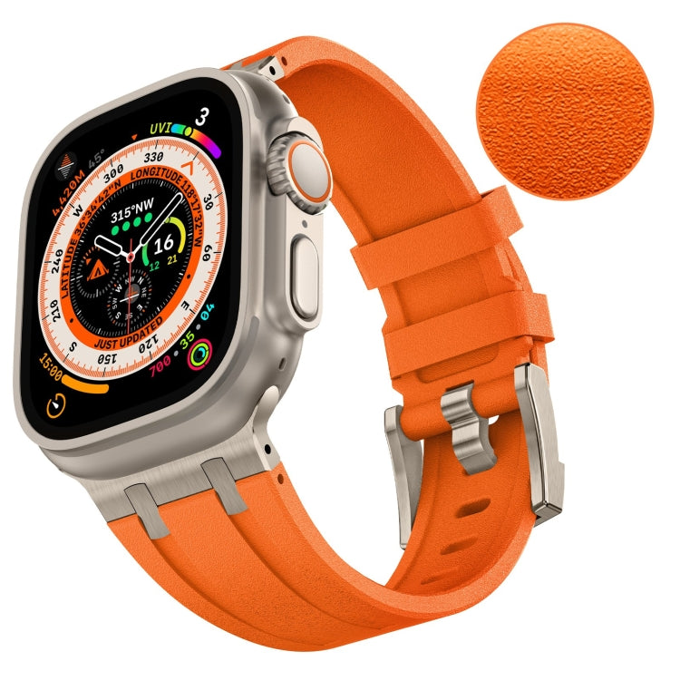 For Apple Watch Ultra 49mm Stone Grain Liquid Silicone Watch Band(Titanium Orange) - Watch Bands by PMC TechLife | Online Shopping South Africa | PMC TechLife
