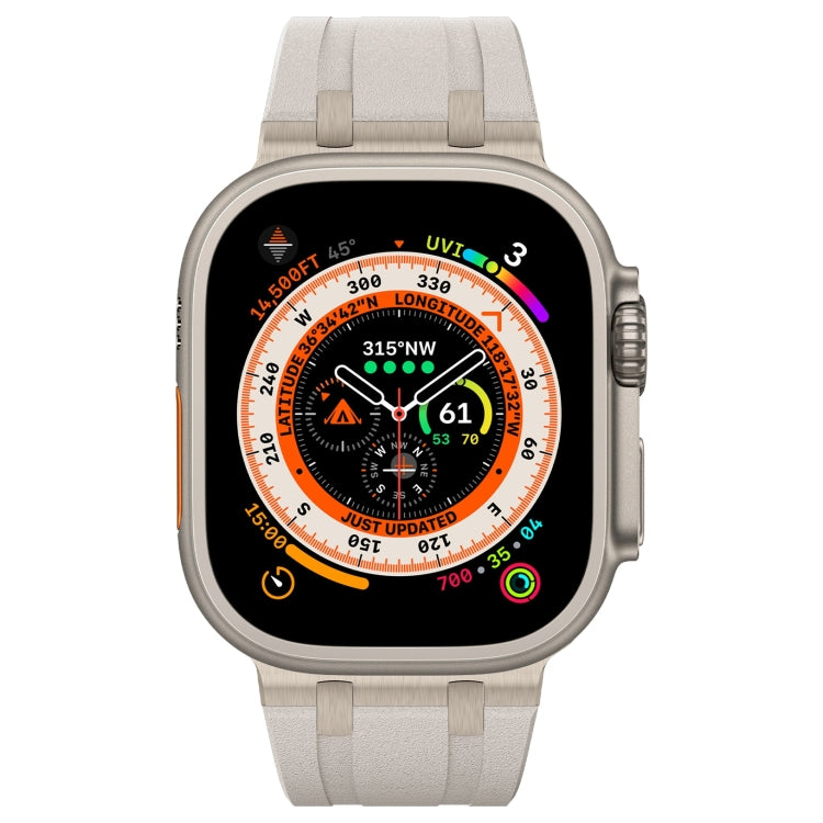 For Apple Watch Ultra 49mm Stone Grain Liquid Silicone Watch Band(Titanium Starlight) - free shipping - PMC TechLife - Order now!