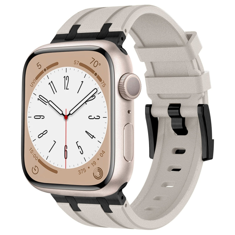 For Apple Watch Series 8 45mm Stone Grain Liquid Silicone Watch Band(Black Starlight) - Watch Bands by PMC TechLife | Online Shopping South Africa | PMC TechLife
