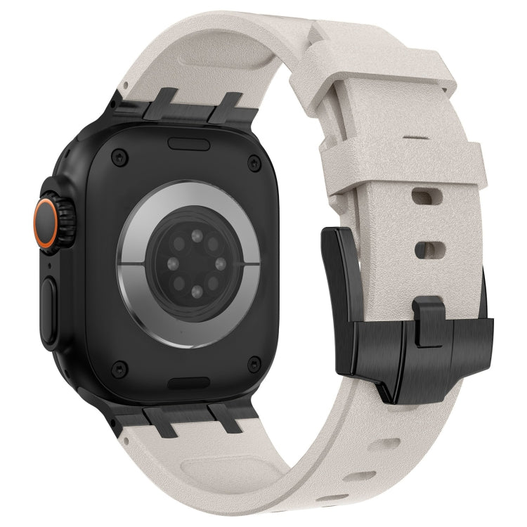 For Apple Watch Series 8 45mm Stone Grain Liquid Silicone Watch Band(Black Starlight) - Watch Bands by PMC TechLife | Online Shopping South Africa | PMC TechLife