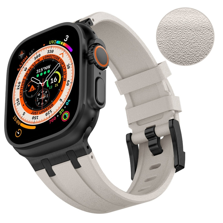 For Apple Watch Series 8 45mm Stone Grain Liquid Silicone Watch Band(Black Starlight) - Watch Bands by PMC TechLife | Online Shopping South Africa | PMC TechLife