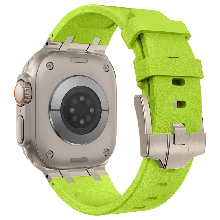 For Apple Watch Series 8 45mm Stone Grain Liquid Silicone Watch Band(Titanium Green) - Watch Bands by PMC TechLife | Online Shopping South Africa | PMC TechLife