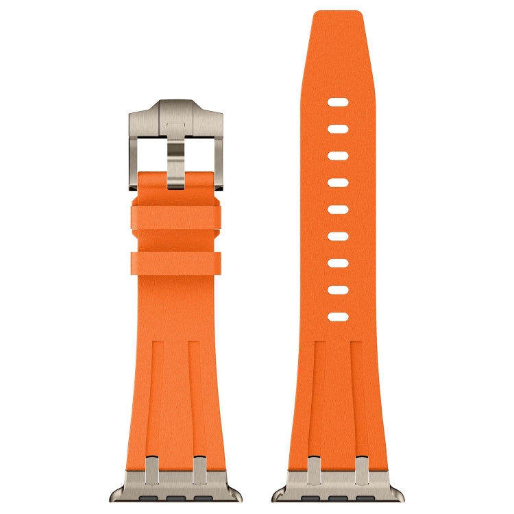 For Apple Watch SE 2022 44mm Stone Grain Liquid Silicone Watch Band(Titanium Orange) - Watch Bands by PMC TechLife | Online Shopping South Africa | PMC TechLife