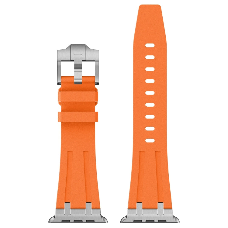 For Apple Watch Series 7 45mm Stone Grain Liquid Silicone Watch Band(Sliver Orange) - Watch Bands by PMC TechLife | Online Shopping South Africa | PMC TechLife