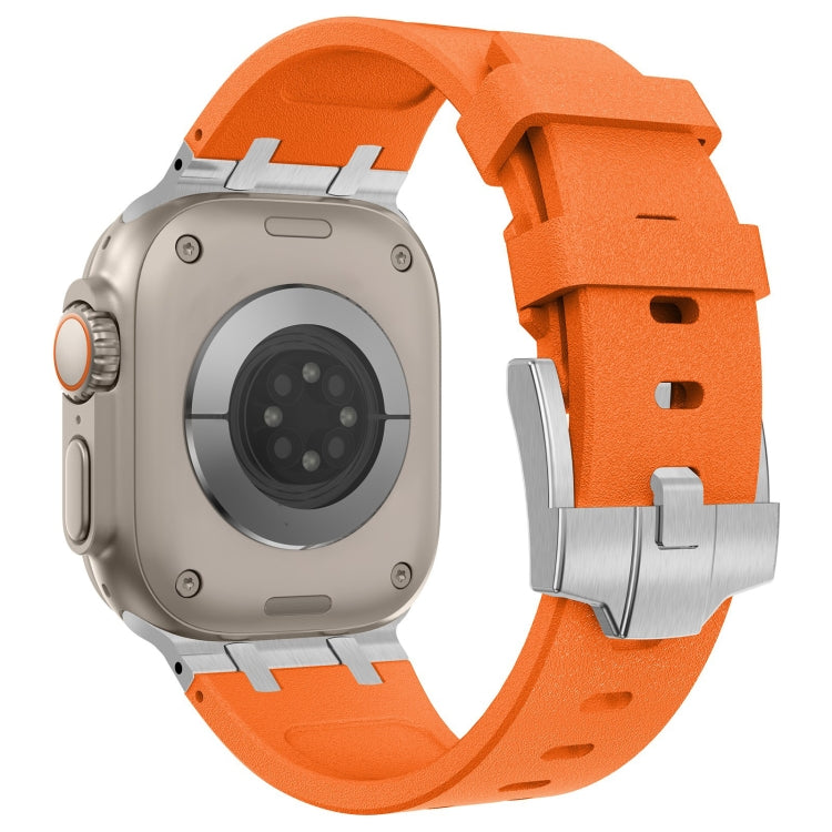 For Apple Watch Series 7 45mm Stone Grain Liquid Silicone Watch Band(Sliver Orange) - Watch Bands by PMC TechLife | Online Shopping South Africa | PMC TechLife