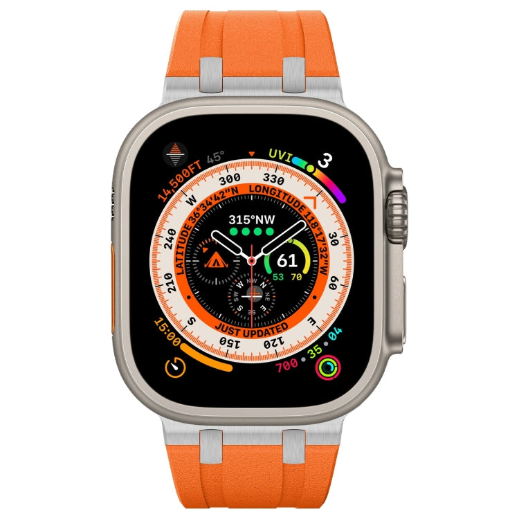 For Apple Watch Series 7 45mm Stone Grain Liquid Silicone Watch Band(Sliver Orange) - Watch Bands by PMC TechLife | Online Shopping South Africa | PMC TechLife