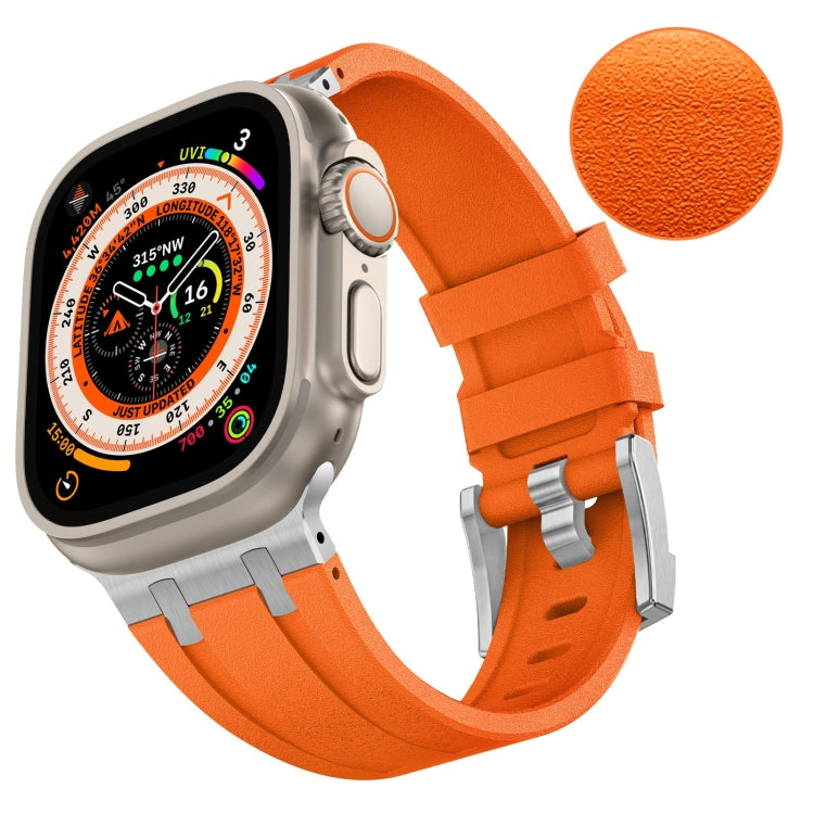 For Apple Watch SE 44mm Stone Grain Liquid Silicone Watch Band(Sliver Orange) - free shipping - PMC TechLife - Order now!