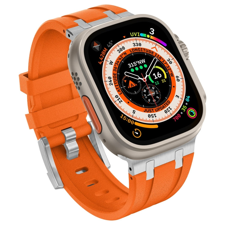For Apple Watch SE 44mm Stone Grain Liquid Silicone Watch Band(Sliver Orange) - free shipping - PMC TechLife - Order now!