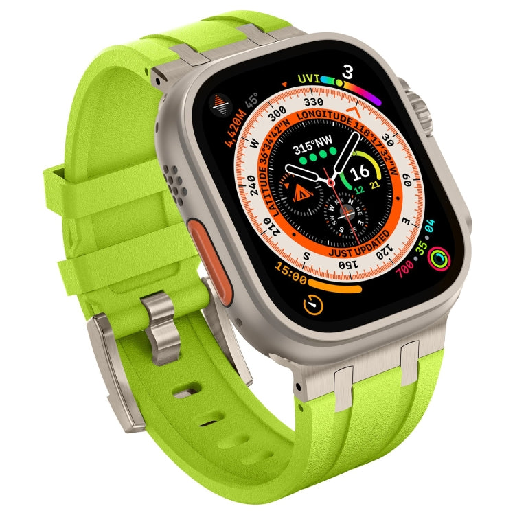 For Apple Watch Series 6 44mm Stone Grain Liquid Silicone Watch Band(Titanium Green) - free shipping - PMC TechLife - Order now!
