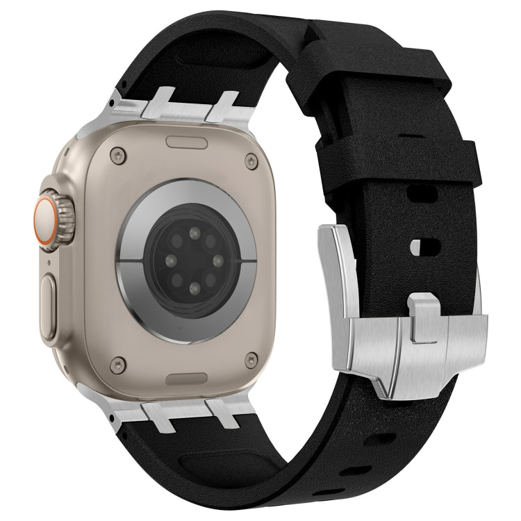 For Apple Watch Series 6 44mm Stone Grain Liquid Silicone Watch Band(Silver Black) - Watch Bands by PMC TechLife | Online Shopping South Africa | PMC TechLife