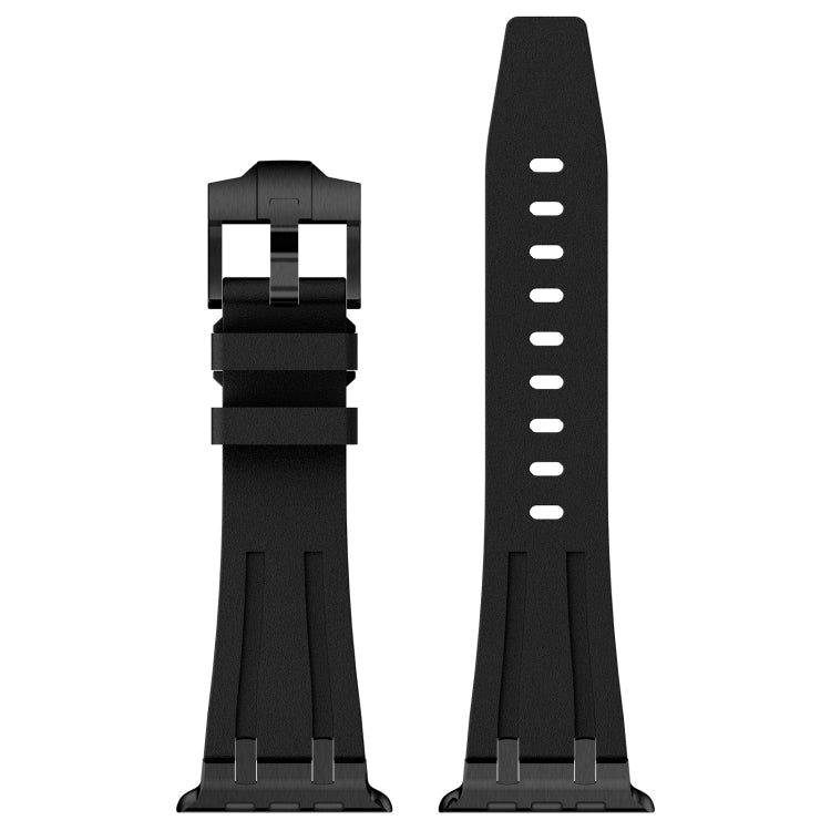 For Apple Watch Series 5 44mm Stone Grain Liquid Silicone Watch Band(Black Black) - Watch Bands by PMC TechLife | Online Shopping South Africa | PMC TechLife