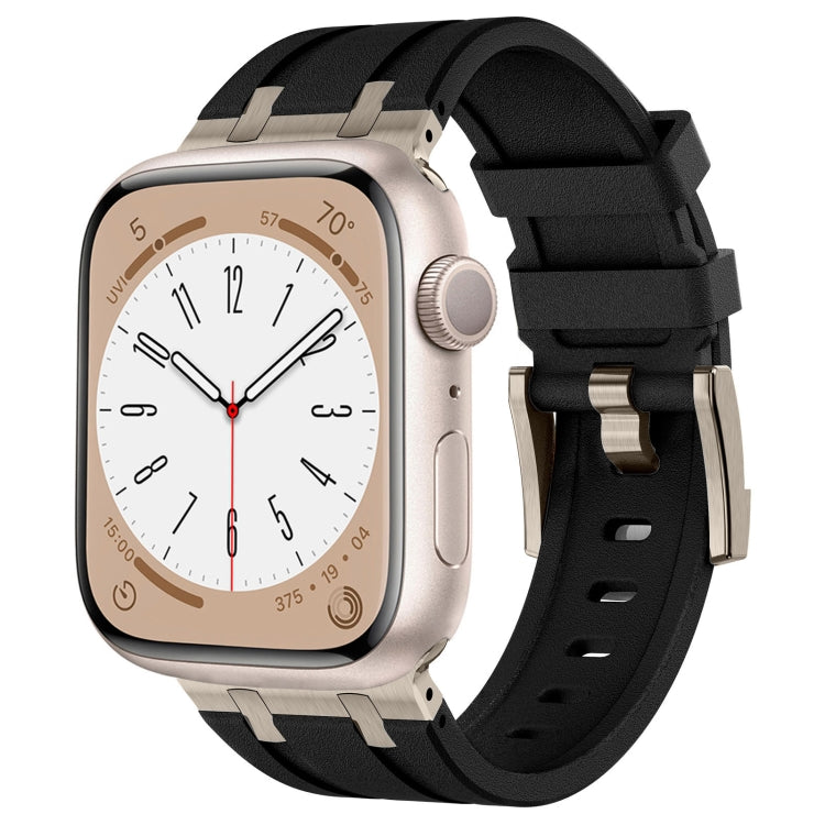 For Apple Watch Series 5 44mm Stone Grain Liquid Silicone Watch Band(Titanium Black) - Watch Bands by PMC TechLife | Online Shopping South Africa | PMC TechLife