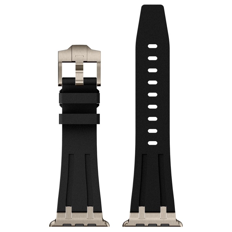 For Apple Watch Series 5 44mm Stone Grain Liquid Silicone Watch Band(Titanium Black) - Watch Bands by PMC TechLife | Online Shopping South Africa | PMC TechLife