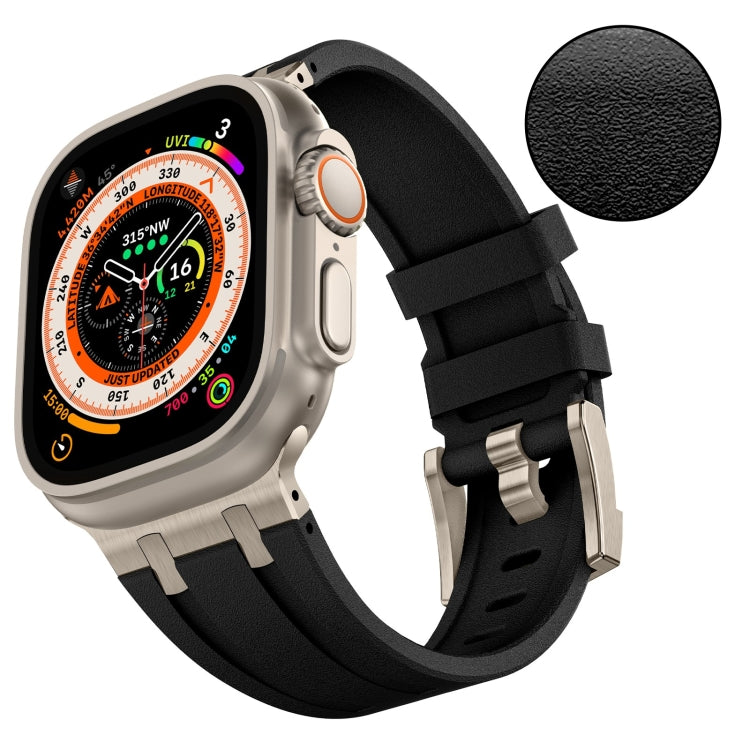 For Apple Watch Series 5 44mm Stone Grain Liquid Silicone Watch Band(Titanium Black) - Watch Bands by PMC TechLife | Online Shopping South Africa | PMC TechLife
