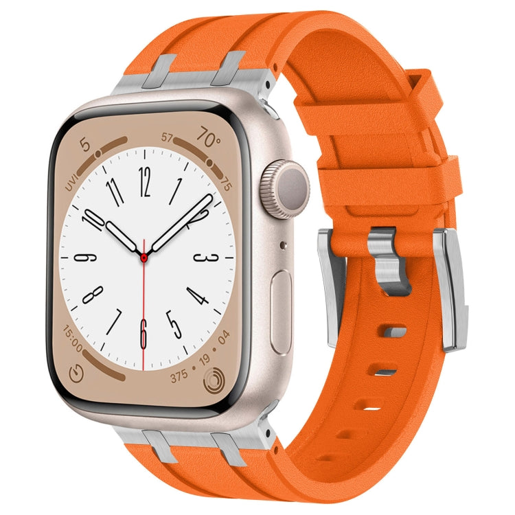 For Apple Watch Series 5 44mm Stone Grain Liquid Silicone Watch Band(Sliver Orange) - Watch Bands by PMC TechLife | Online Shopping South Africa | PMC TechLife