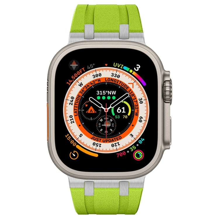 For Apple Watch Series 5 44mm Stone Grain Liquid Silicone Watch Band(Silver Green) - Watch Bands by PMC TechLife | Online Shopping South Africa | PMC TechLife