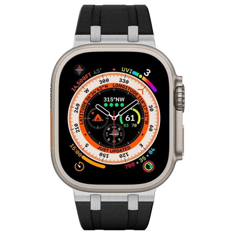 For Apple Watch Series 4 44mm Stone Grain Liquid Silicone Watch Band(Silver Black) - Watch Bands by PMC TechLife | Online Shopping South Africa | PMC TechLife