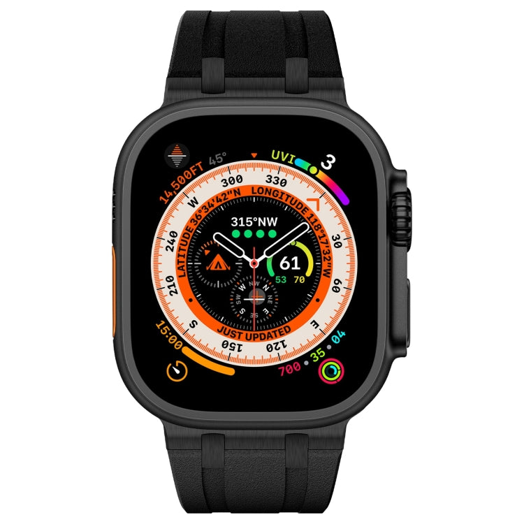 For Apple Watch Series 3 42mm Stone Grain Liquid Silicone Watch Band(Black Black) - Watch Bands by PMC TechLife | Online Shopping South Africa | PMC TechLife